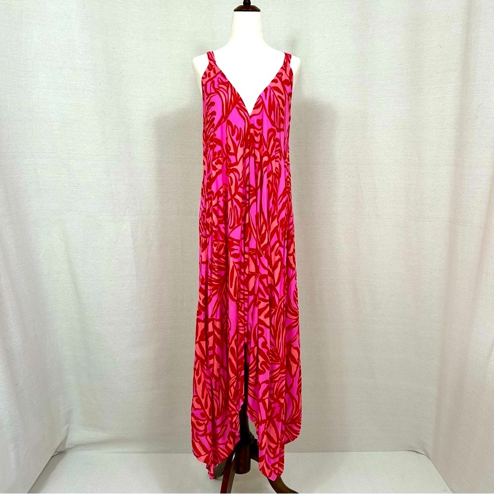 Vibrant Pink and Red Maxi Dress
